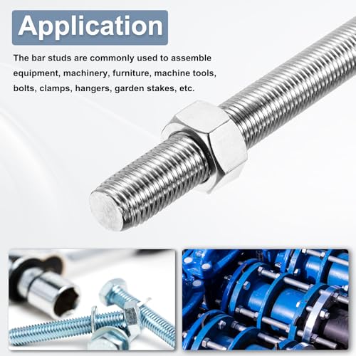 MECCANIXITY Fully Threaded Rod M22 x 250mm 2.5mm Thread Pitch 304 Stainless Steel Right Hand Threaded Rods Bar Studs Long Threaded Screw 2 Pack M22x250mm