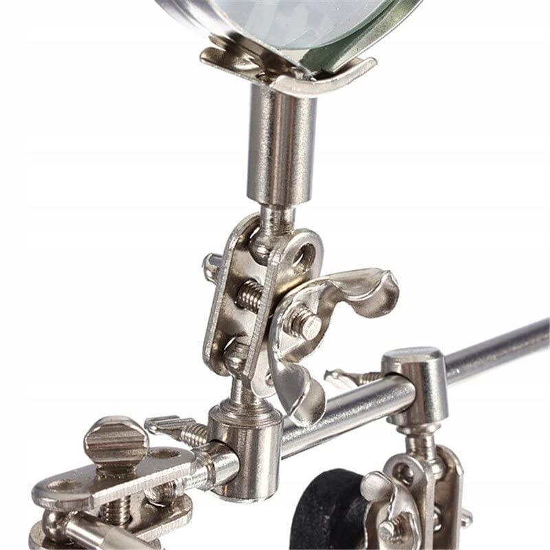 Retoo soldering aid third hand with 2.5X magnifying glass and 2 helping hands, soldering station with magnifying lamp and 2 flexible metal arms for craft lovers, welders, jewelry makers, soldering iron station, soldering accessories