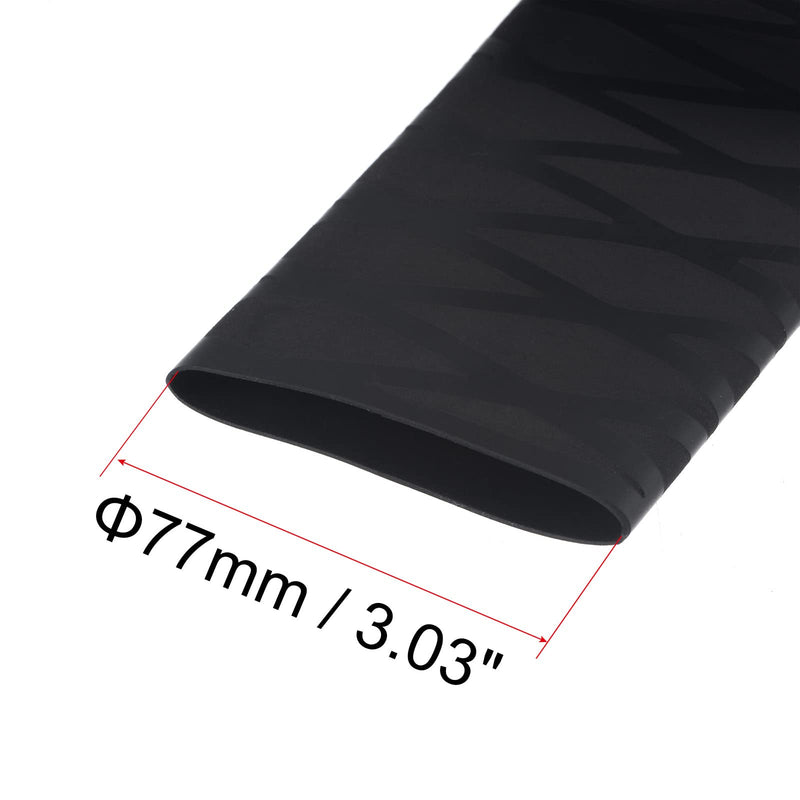 sourcing map Heat Shrink Tubing 50mm Diameter 77mm Flat 1.6ft 2:1 Ratio Black