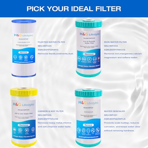 H&G Lifestyles Whole House Water Softener Filter Cartridge Replacement, Calcium Inhibitor Water Filter, Anti-Scale Filter, Fits Any Standard 10" x 4.5" Water Filter System 45,000 Gallons