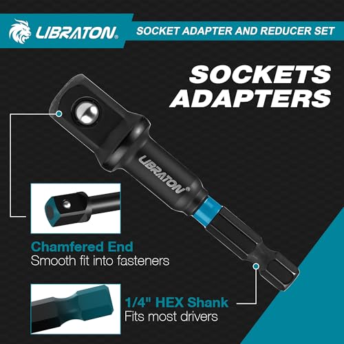 LIBRATON 20PCS Socket Adapter and Reducer Set, Impact Socket Adapters