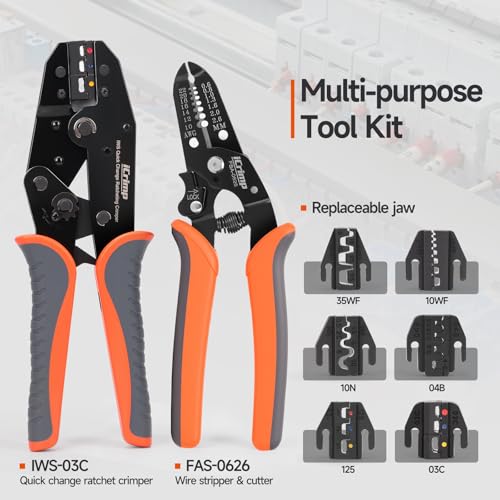 iCrimp Ratchet Crimping Tool Set with Quick Change Jaws AWG 20-2 ICR-SET8
