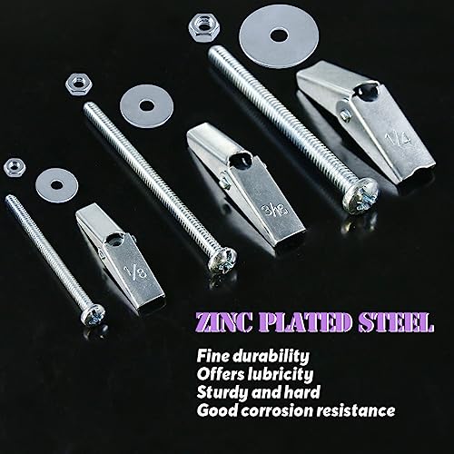 Swpeet 120Pcs 30 Set 1/4 Inch Toggle Bolts and Wing Nut Kit with Hex Nuts, Washers, Toggle Bolt Assortment Kit, Butterfly Toggle Anchors for Hanging Heavy Items on Drywall