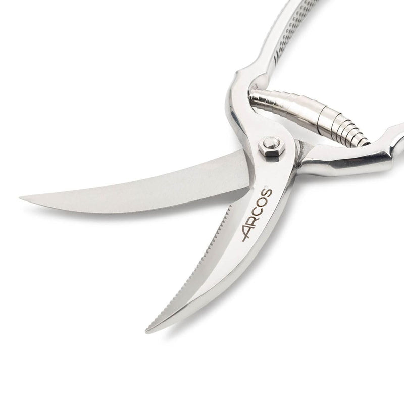 ARCOS Poultry Shears 10 Inch Nitrum Stainless Steel. Ergonomic Polyoxymethylene POM Handle. 250 mm. Series Ecopro. Butchers and professional cooks for cutting and chopping. Color Silver. Metallic