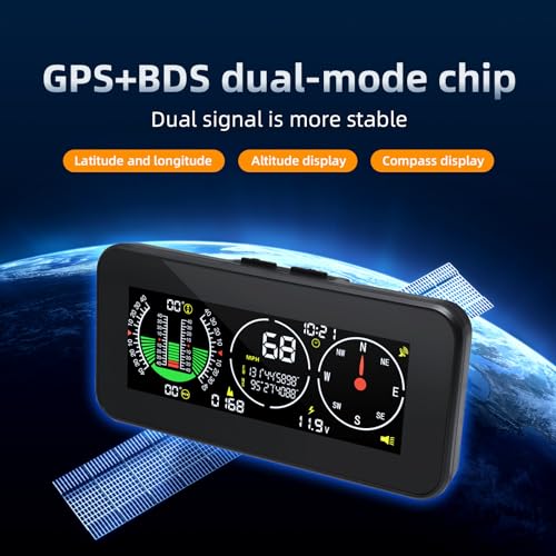 M60 Car Head Up Display Car Compass Inclinometer Tilt Angle Speed GPS Digital Inclinometer Overspeed Alarm Car Off Road Accessories