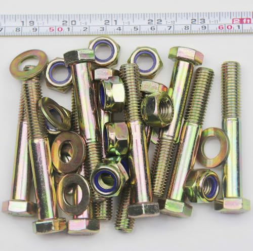 M12 x 80mm Hex Head Bolt and Nylon Lock nut Flat Washer Assortment Kit by Color Galvanization,Alloy Steel,Grade 8.8.(10pcs Pack) by Metalsuberg M12 x 80 mm 10