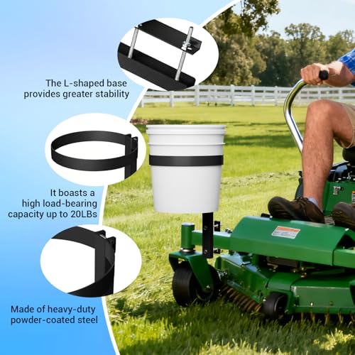 5 Gallon Trash Bucket Holder, for Zero Turn Mowers, Black Heavy-Duty Steel