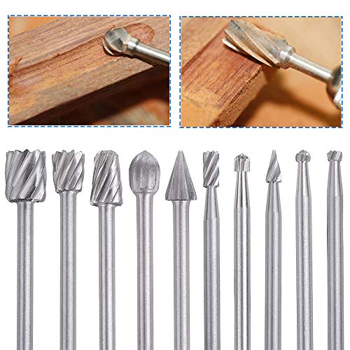 10 Pieces 3 mm Shank Rotary Burr + 5 Pieces 6 mm Shank Rasp Cutter Wood Milling Cutter | Saipor HSS Milling Cutter Set Wood Compatible with Dremel Multifunctional Tool, Suitable for Drill