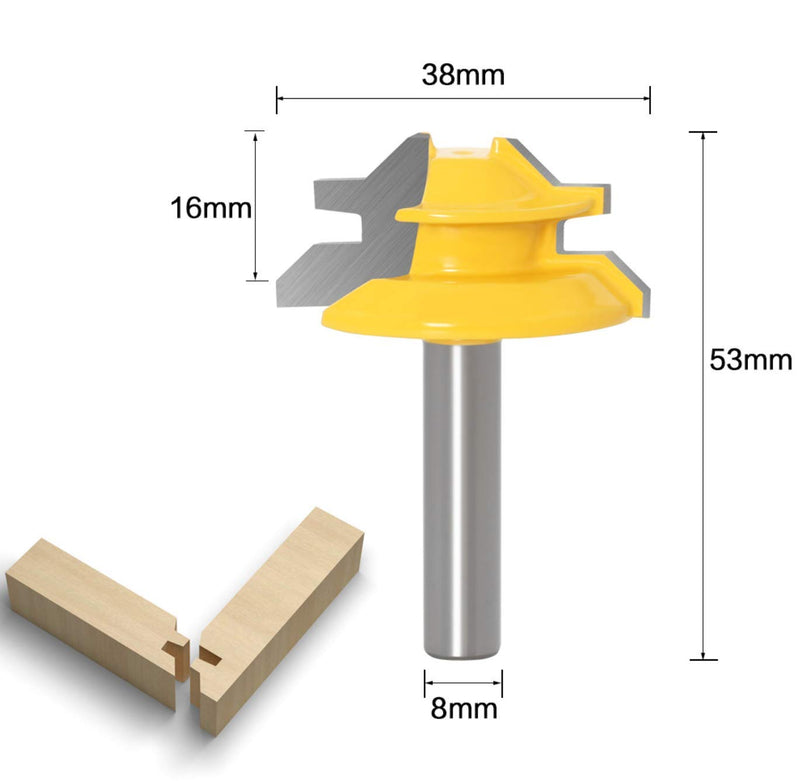APlus 3 pcs. 8mm Glue Cutter Miter Glue Cutter Router 45 Degree Lock Miter Router Bit Woodworking Cutter Cutting Tool for Engraving Machine Trimming Machine