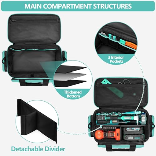 Tool Bag for Women, Tool Organizer with Anti-friction Bottom Turquoise