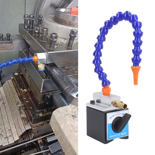 Magnetic Base Hoses, Flexible 1/4in Inlet 1/2in Outlet 300mm Long Magnetic Base Coolant Hose, Adjustable Heat Oil Coolant Pipe Magnetic Base Holder for Machine Processing