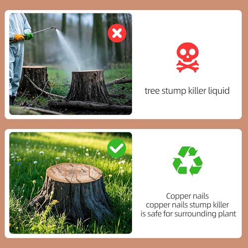 20 Pcs Copper Nails for Killing Trees, Stumps & Roots, 3.15 Inch Long Pure Copper Nails Bulk, Stump Removal Spikes with 1 Pcs 3.15 Inch Long Steel Nail and 1 PCS Drill (3.15 inches) 3.15 inches