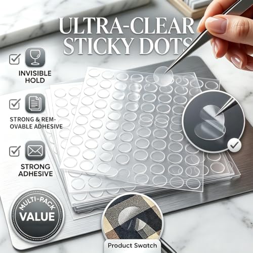 Glue Dots Double Sided 200 PCS, 0.79 Inch Clear Sticky Tack, Transparent Adhesive Sticky Dots Removable Poster Putty for Balloons, Photos, Crafts, Wall Decor, Home, Office and DIY Projects 0.78" Round