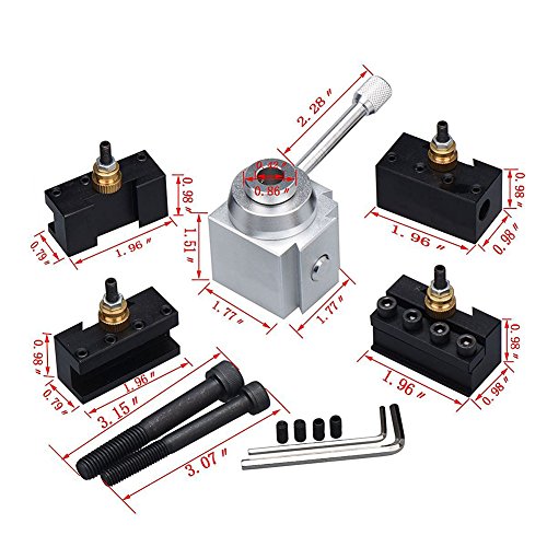 Greensen Tool Post Set Mini Lathe Tool Holder Post Cutter Holder Screw Kit Aluminum Alloy Boring Bar Turning Facing Holder Wrench Cutter Holders Aluminum