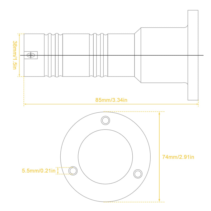 Boat Deck Fuel Filler, 1-1/2"(38mm) Steel Marine Gas Fill with Keyless Cap Hardware for Yacht Caravan RV Trucks Tractors and Trailer Fuel/Gas/Water/Waste Tanks