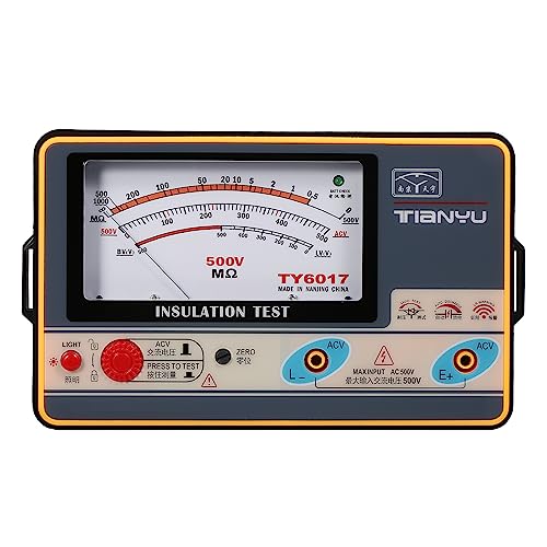Insulation Meter, Digital Ohmmeter Handheld 500V Voltage Tester for Electrical Equipment Testing with AC Voltage Measurement and Wide Range up to 1000MΩ