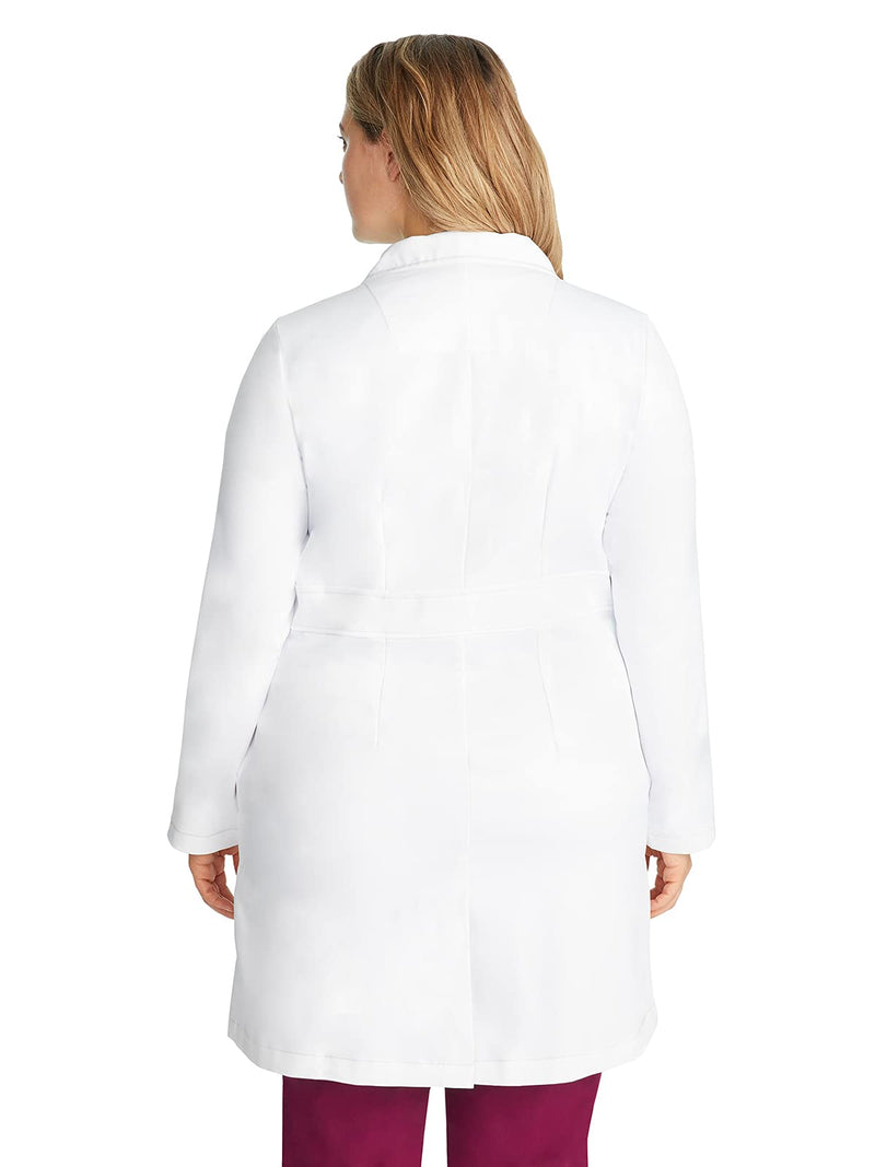 Healing Hands Lab Coat For Woman Faye Coat with 5 Pockets, Moisture Wicking and 2-Way Stretch 5161 Standard Size 37.5" Small White