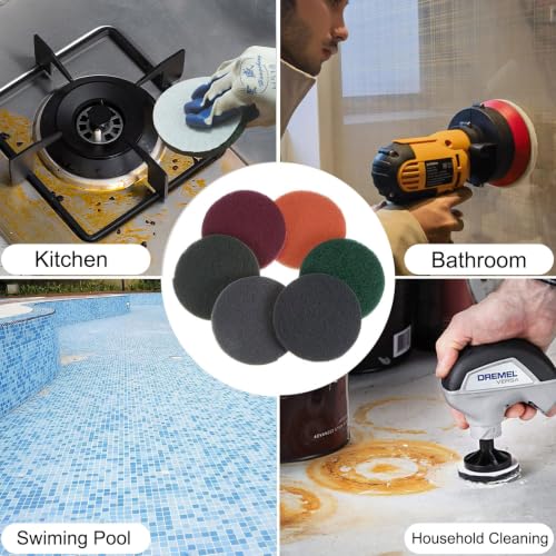 TA-VIGOR 3 Inch Drill Scrub Pads 800-1000 Grit Abrasive Scouring Pad 8pc Grey 800-1000 Grit, 8pc