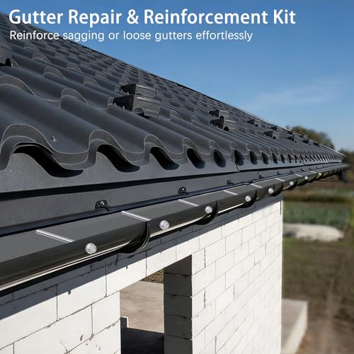 30 Pack 8 Inch Stainless Steel Gutter Screws with 304 Stainless Steel Sleeves, Heavy Duty Roof Gutter Repair Kit with Magnetic Socket, Premium 6-Inch Metal Gutter Fasteners Replacement 30