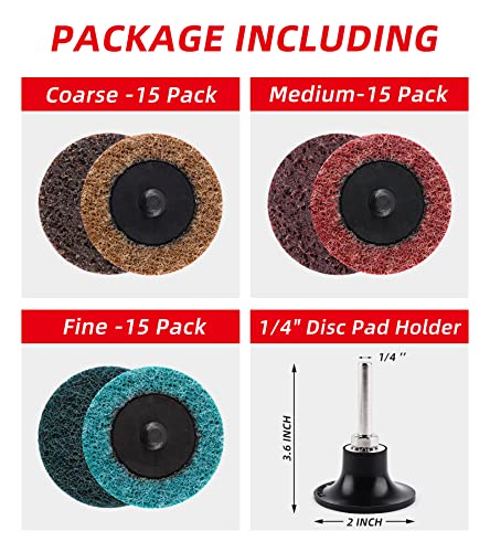 Quick Change Discs 2 Inch Roll Lock- 46pcs, 1/4'' Holder Surface Discs for Die Grinder Surface Strip Rust Paint Removal (46) 46-Piece