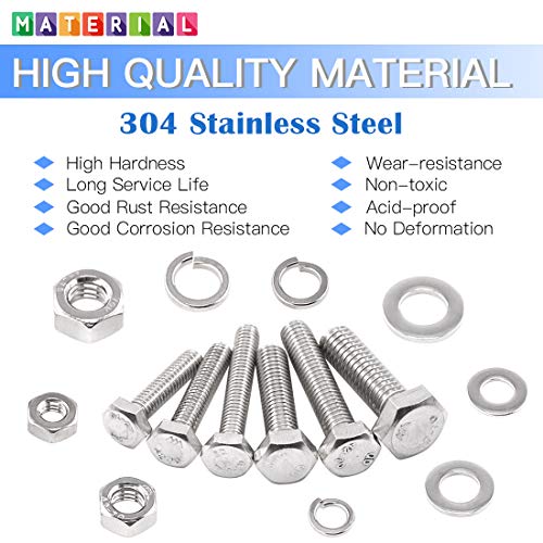 Glarks 510Pcs Flat Hex Stainless Steel Screws Bolts Nuts Lock and Flat Washers Assortment Kit + 420Pcs 410 Stainless Steel #8 TEK Screw Assortment Kit
