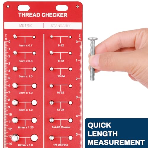 34 Thread Checker Nut and Bolt Thread Checker Standard and Metric Bolt Size and Thread Identifier Gauge Drill Bit Gauge,19 Standard and 15 Metric 8 Drill Bit Sizes