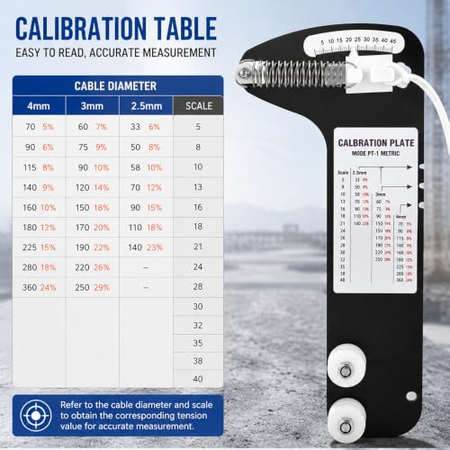 Sailboat Rigging Tension Gauge, 800lbs Max Load Marine Grade Cable Tension Meter, Fits 2.5-4mm Wire Rope for Sailboats Fences Zip Lines and Tent Support Cables