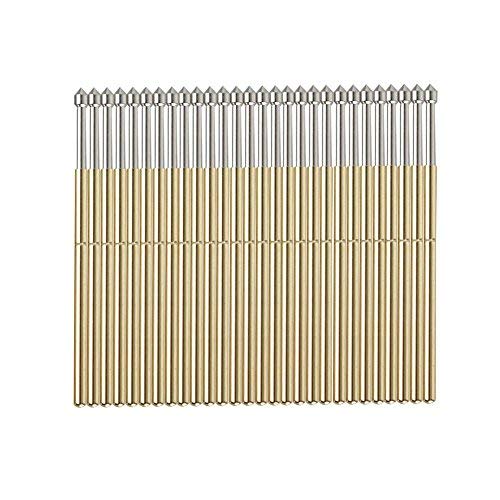 Pogo Pins, Pack of 100 P100-E2 Spring Contact with 1.5 mm Diameter and Tapered Head, Ideal for Electronics Testing, Test Tools, LED Assembly and Measuring Applications, Precise and Reliable