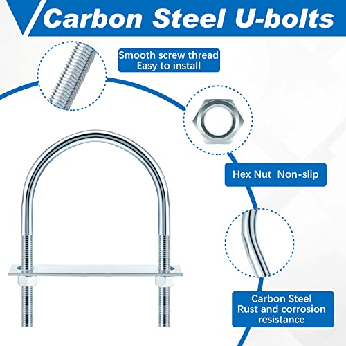 U Bolts Zinc Plated Carbon Steel with U Bolt Plates and Nuts for Fastening Products (4 Sets,1/2 x 4-1/2 x 7 Inch) 1/2 x 4-1/2 x 7 Inch