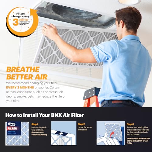 BNX TruFilter 20x20x5 (19.88’’ x 19.88’’ x 4.38‘’ Honeywell Compatible 4”) MERV 11 Air Filter (2-Pack) - MADE IN USA - HVAC AC Furnace Filters Health, Allergies, Mold, Bacteria, Smoke, MPR 1200 FPR 7 20x20x5 2-Pack (Honeywell Compatible)