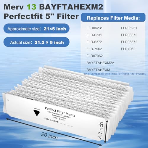 Upgrade BAYFTAHEXM2 Merv 13 expandable Perfectfit 5 Media Filter Compatible with Trane 20"x 25"x 5" Merv 13 BAYFTAHEXM2 Expandable Replacement for Trane BAYFTAHEXM2 Filter 2 Packs