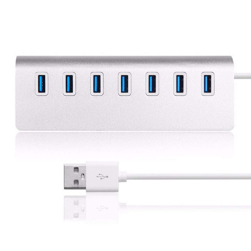 USB Hub,Aluminum 7-Port Compact Portable Super Speed USB 3.0 Data Hub for iMac MacBook PC Laptop