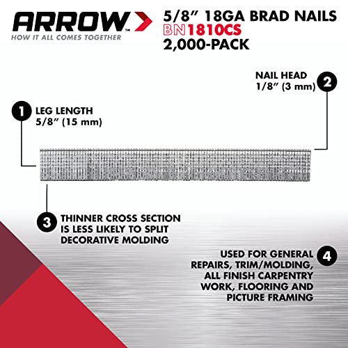 Arrow ET501C Cordless 5-in-1 Professional Staple and Nail Gun & 18-Gauge Steel Brad Nails for Molding, Cabinets, Framing, Trim, and Finishing, 1000 Pack & Heavy Duty T50 1/2-Inch Staples, 1250-Pack Staple and Nail Gun + Brad Nails + Staples