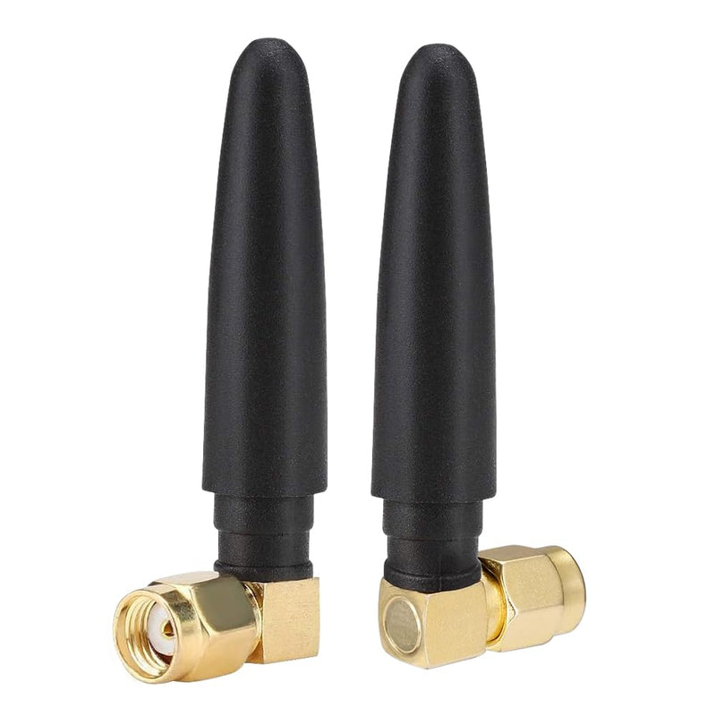 AW050 (2-Pack) Mini Dual Band WiFi Antenna, 2.4GHz 5GHz 5.8GHz MIMO RP-SMA Male Right Angle connectors for WiFi FPV USB Adapter Computer PCIe Card, Wireless Back Up Camera WiFi Router