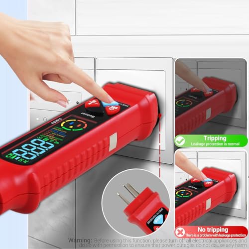 JTLB Non Contact Voltage Tester, LCD Display Live Wire Detector with Flashlight, for Circuit Breakers Outlets Switches Electrical Testing (US Plug) US Plug