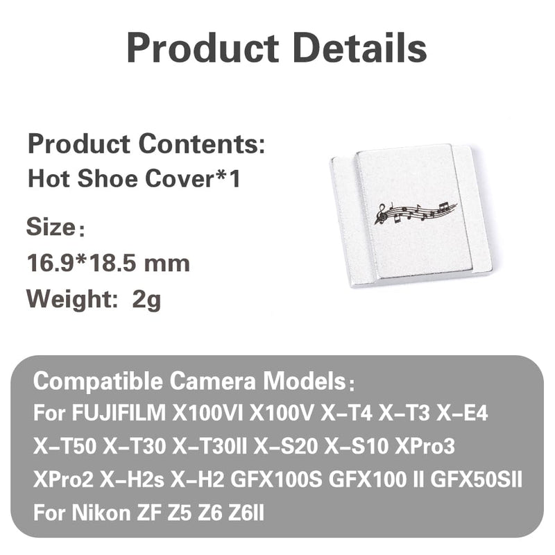 Camera Metal Hot Shoe Cover Suitable for Nikon Z5 Z6 for Fuji X100VI X100V X-T30 X-T50 X-T5 for Olympus