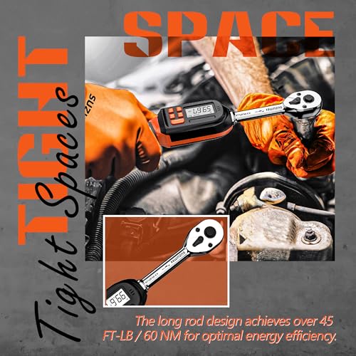 SUZUME Digital Torque Wrench 3/8 Drive (5.02-99.57 Ft. Lb / 6.8-135 N.m) 3/8" 1PC