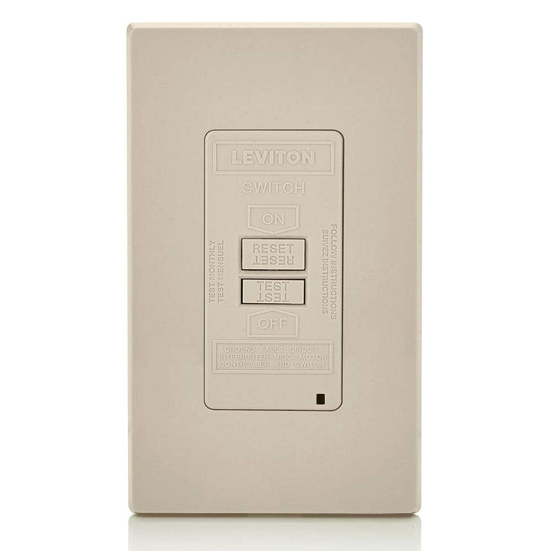 Leviton Blank Face GFCI, 20 Amp, Self Test, LED Indicator Light, Provides GFCI Protection Where an Outlet is not Needed, GFRBF-W, Light Almond 15A GFCI, Blank Face 1 Pack