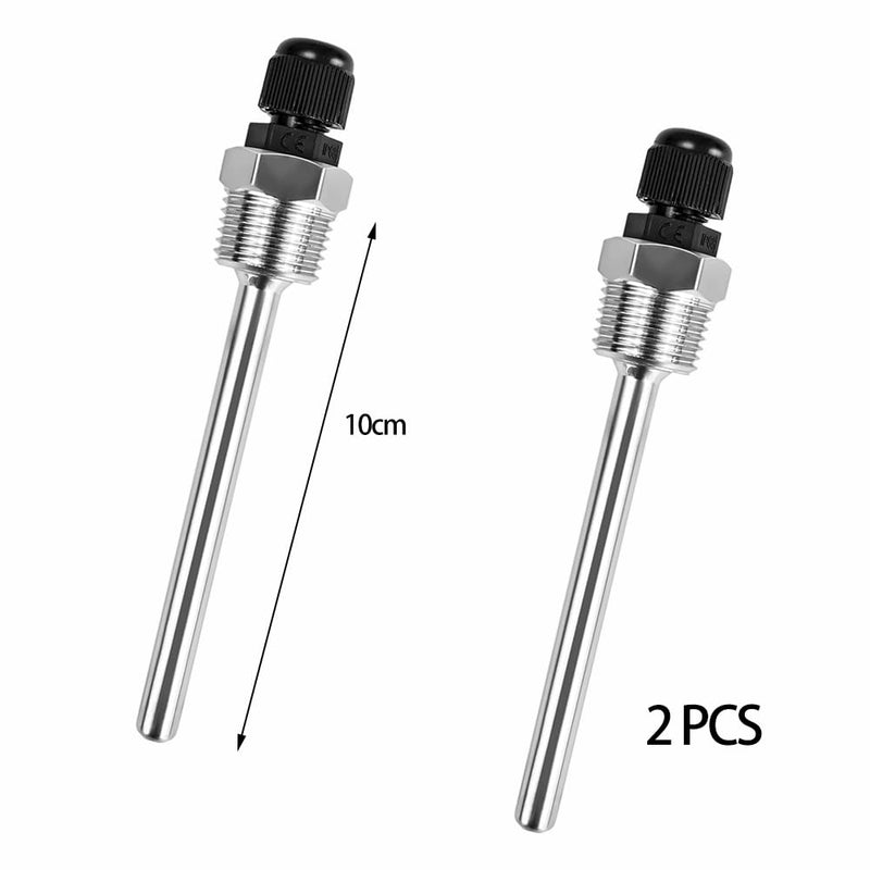 Thermowell Immersion Sleeve 1/2 304 Stainless Steel Immersion Sleeves 8 x 100 mm Temperature Sensor for Thermocouples Pack of 2 | Immersion Sleeves Temperature Sensors for Thermocouples Thermowell