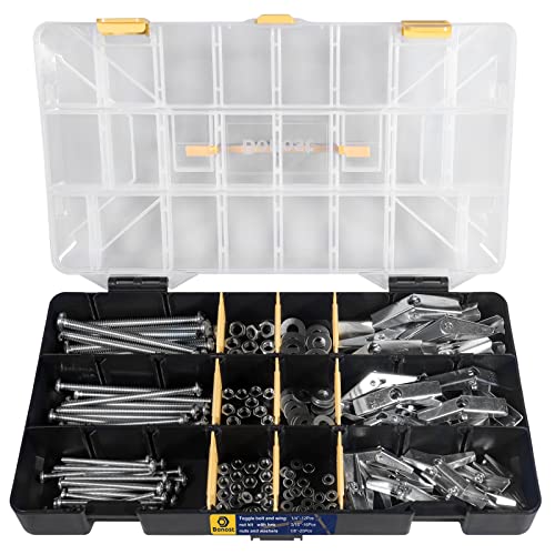 Toggle Bolts for Drywall 48pcs, 1/4 3/16 1/8 Zinc-Plated Butterfly Anchors