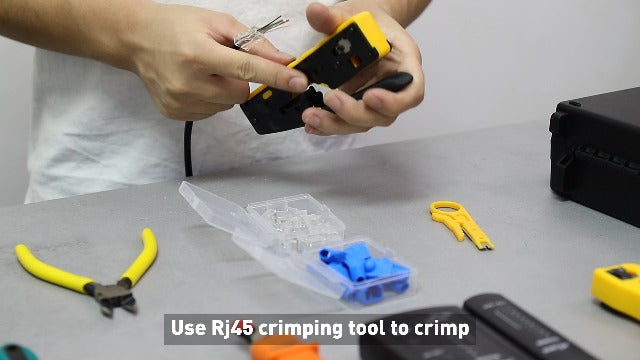 Network Tool Kit, ZOERAX 11 in 1 Professional RJ45 Crimp Tool Kit - Pass Through Crimper, RJ45 Tester, 110/88 Punch Down Tool, Stripper, Cutter, Cat6 Pass Through Connectors and Boots Network Tool Kit (11-in-1)