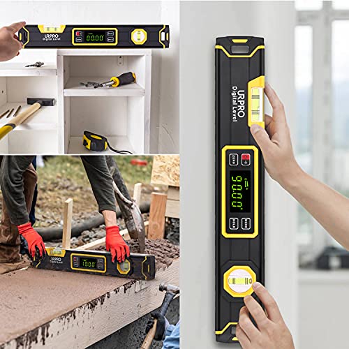 Inclinometer, Digital Torpedo Level and Protractor Neodymium V-Groove Magnets Bright LCD Display Smart Level IP54 Dust/Waterproof