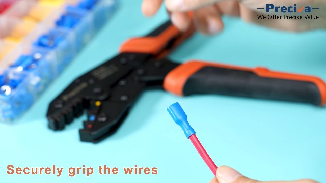 Preciva Crimping Tool Kit for Insulated Wire Connectors, AWG20-10 Ratcheting Wire Terminal Crimper with 400Pcs Insulated Connectors RC50400