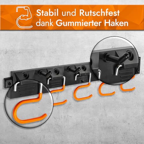 Garden Tool Holder [2 x 40 cm] Tool Organiser with Non-Slip Hooks - Tool Holder for Brooms, Hoes and Other Garden Tools (Broom Holder Wall) 2*40