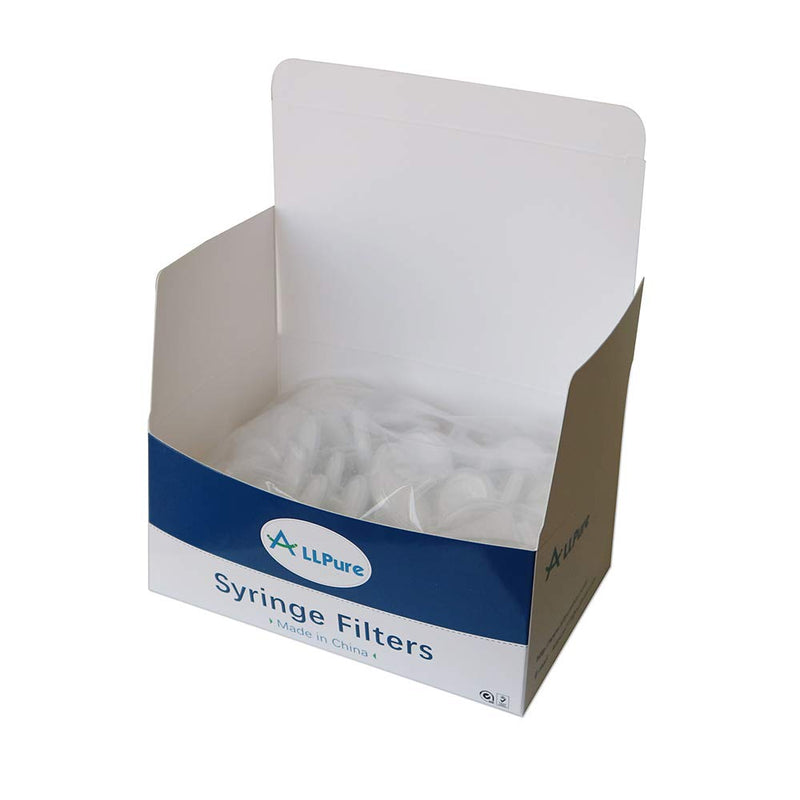 Biotechnology Hydrophobe PTFE-Spritzenfilter, 25 mm Durchmesser, 0,45 μm, Porengröße für Laborfilter, 100 Stück PTFE-25mm-0.45μm