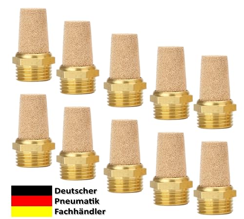 Pneumatic silencer made of sintered bronze 1/2 inch, set of 3, 5 or 10 industrial quality (10, 1/2 inch) 1/2"