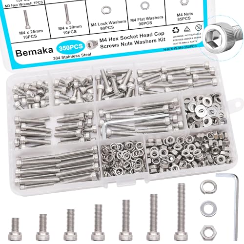 350PCS M4 Screw Kit, M4 x 6/8/12/16/20/25/30mm Hex Socket Head Cap Screws + 2285PCS Metric Screw Assortment Kit, 6-20mm Metric Bolt Assortment Kit M2 M3 M4 M5