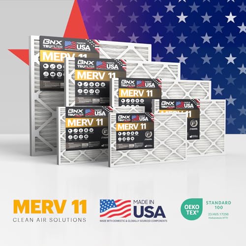 BNX TruFilter 20x20x5 (19.88’’ x 19.88’’ x 4.38‘’ Honeywell Compatible 4”) MERV 11 Air Filter (2-Pack) - MADE IN USA - HVAC AC Furnace Filters Health, Allergies, Mold, Bacteria, Smoke, MPR 1200 FPR 7 20x20x5 2-Pack (Honeywell Compatible)