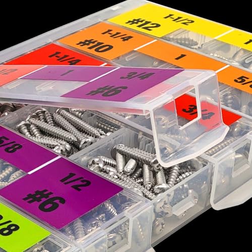 EEEEE Self Tapping Screws Assortment Set 552pcs, Assorted Screws SAE #4#6#8#10#12 304 Stainless Steel Sheet Metal Screws Kit Phillips Drive Wood Screw Assortment (SAE Pan Head 552pcs) SAE Pan Head 552pcs