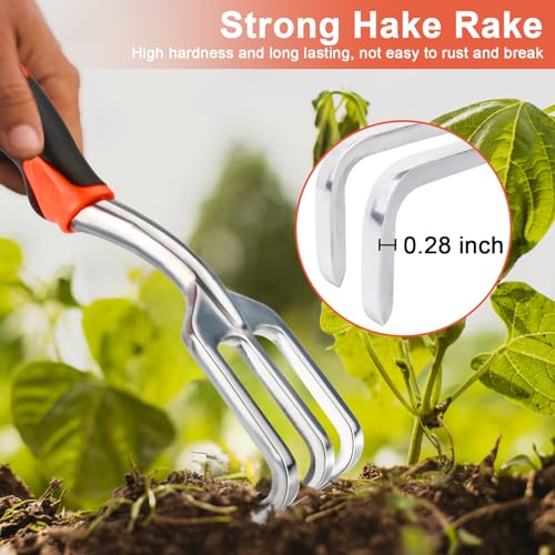 Small Garden Claw Tool Garden Handrake with Ergonomic Handle + Garden Tools 10 Pack Floral Pattern Garden Tool Set with Tote Bag